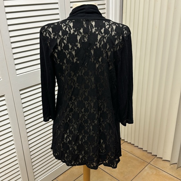 Molli & Mia Black Duster Sweater with Lace Size Juniors large - Picture 2 of 2